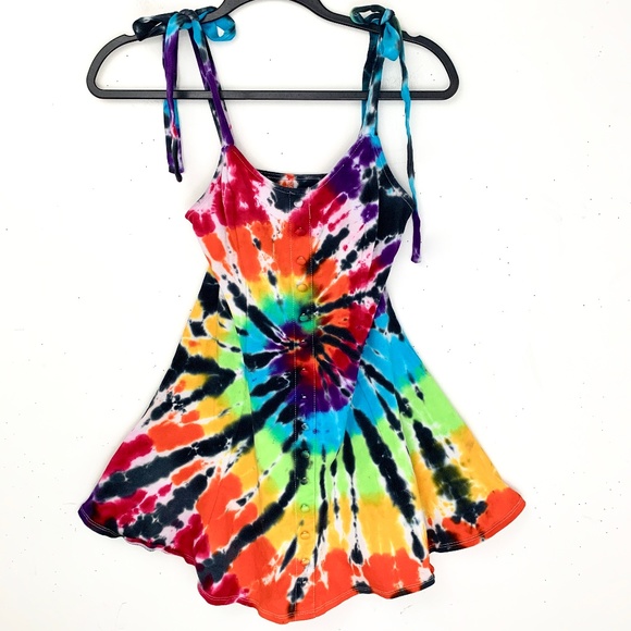 Handmade Dresses & Skirts - *Tie Dye* Rainbow Spiral Skater Dress